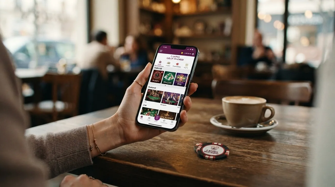 Teléfono móvil mostrando la app de Casino Gran Madrid en la pantalla de inicio
