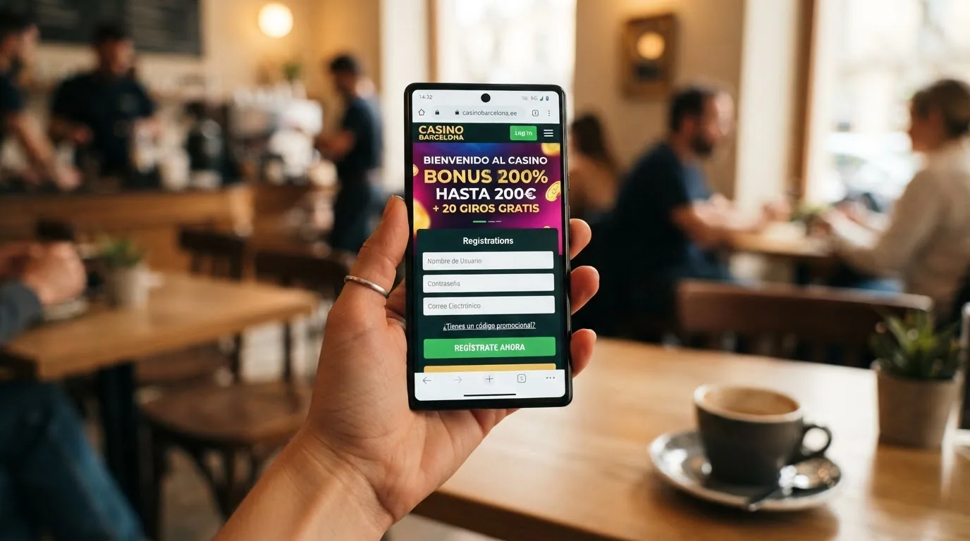 Pantalla de registro de Casino Barcelona con el banner del bono de bienvenida del 200% hasta 200€