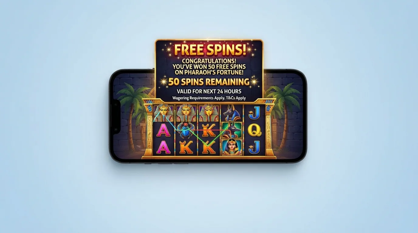 Una pantalla de promoción de tiradas gratis para tragaperras en un casino online español con los términos legales visibles