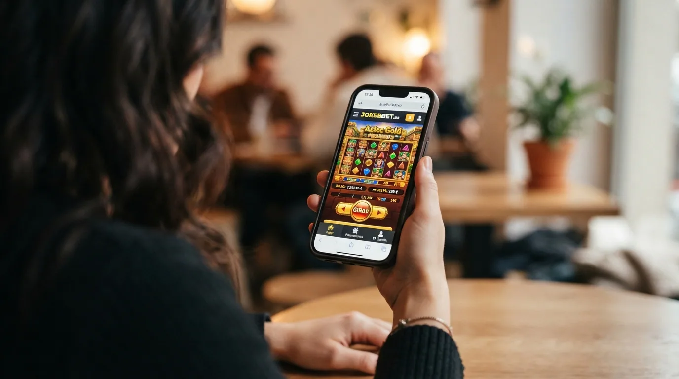 Un casino online español abierto en el navegador Safari de un iPhone mostrando tragaperras adaptadas a pantalla táctil