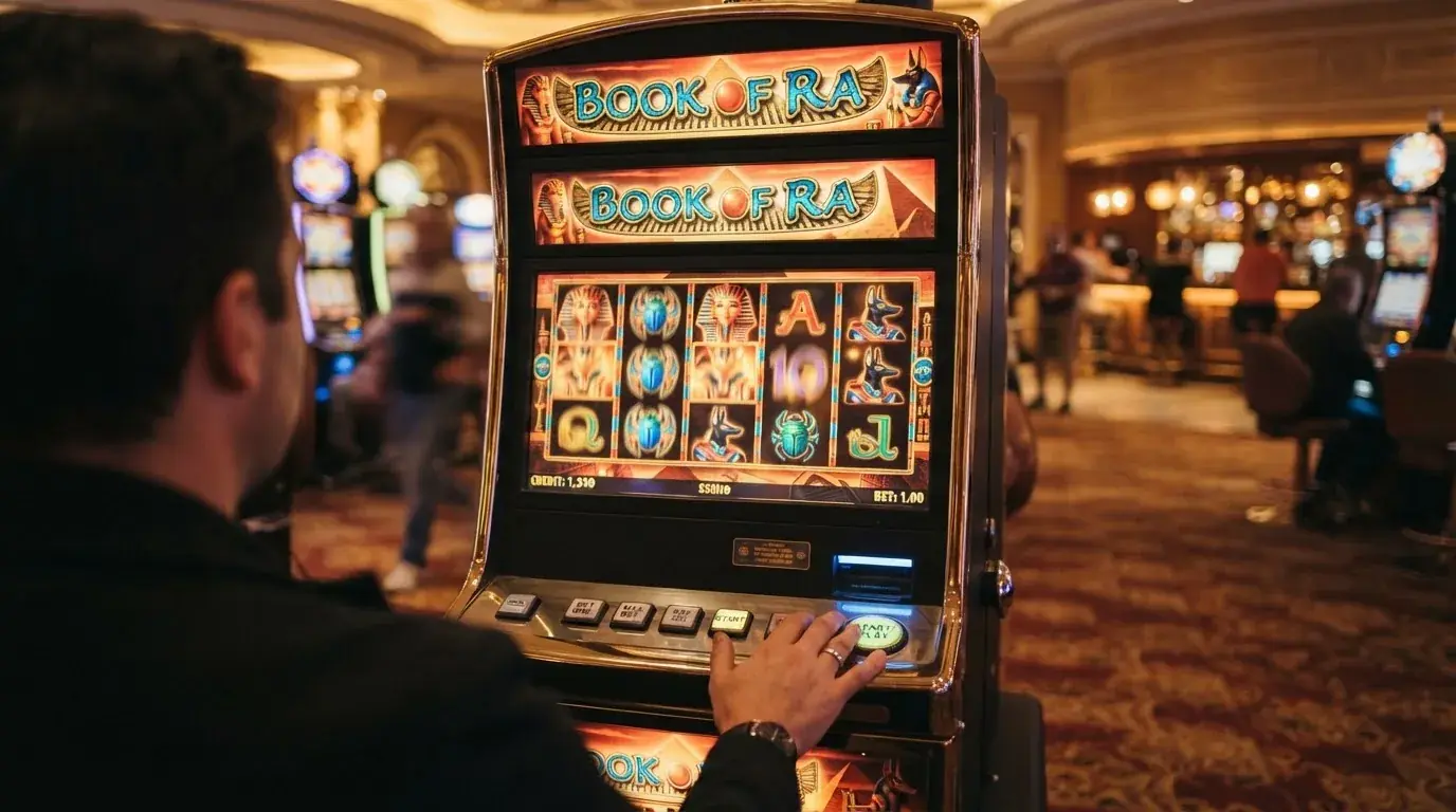 Captura de los lobbies de varios casinos españoles con Book of Ra en el catálogo de tragaperras