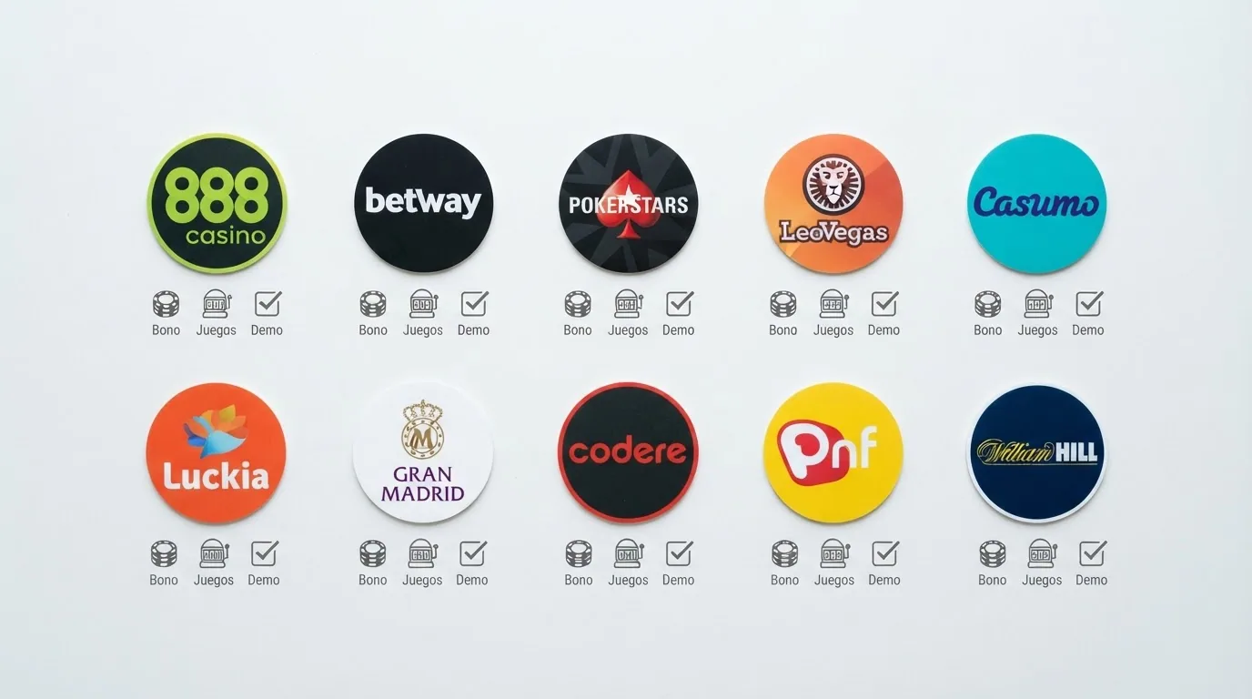 Disposición de los logos de los 10 operadores analizados con los cuatro criterios de comparación visibles