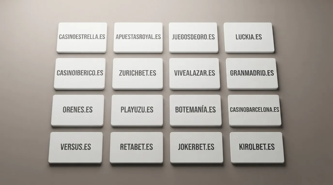 Collage con las fichas de varios casinos online espanoles y el distintivo de dominio .es visible en cada una