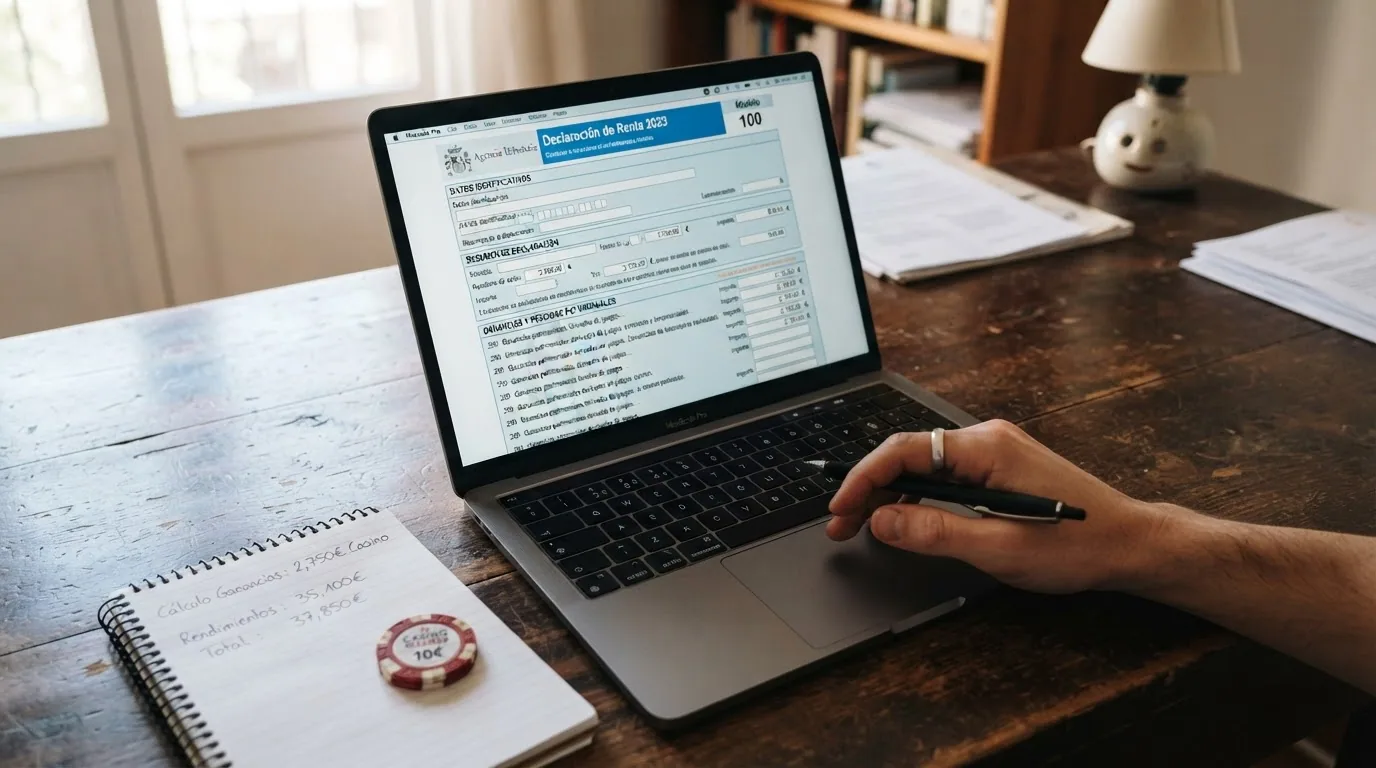 Pantalla del borrador de la declaración de la renta con el apartado de ganancias patrimoniales señalado