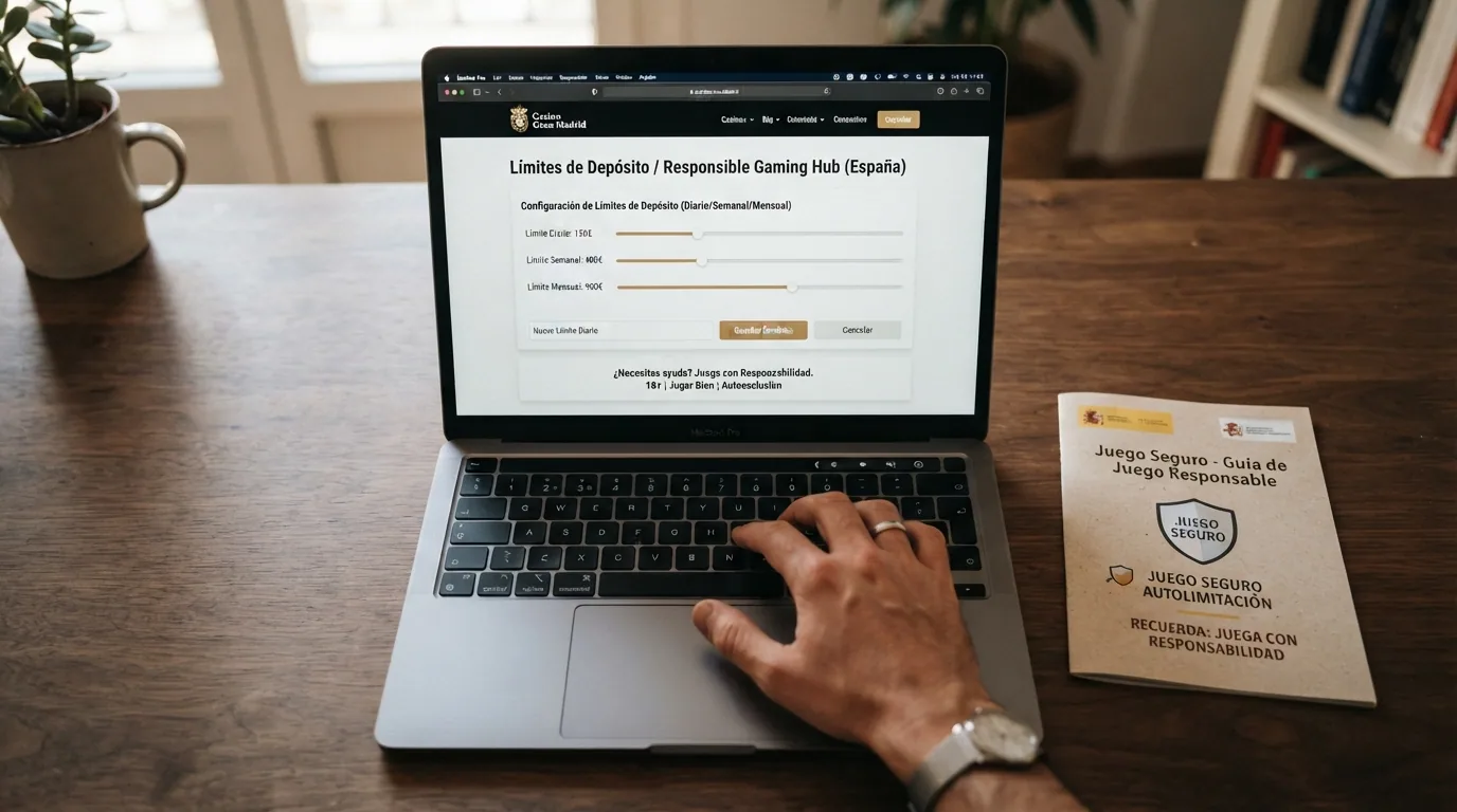 Captura del panel de límites de depósito de un casino online español con los controles desplegados