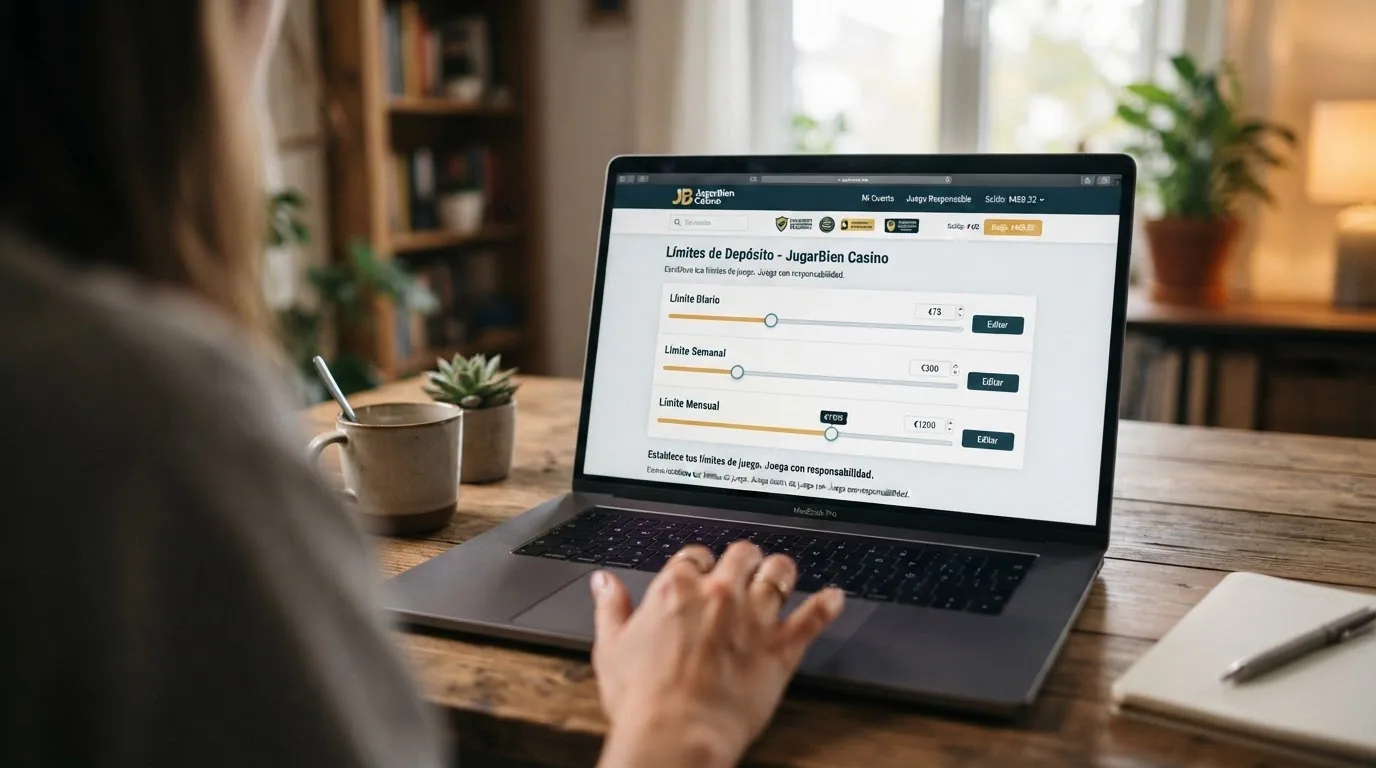 Panel de límites de depósito de un casino online español con los controles deslizantes de límite diario, semanal y mensual