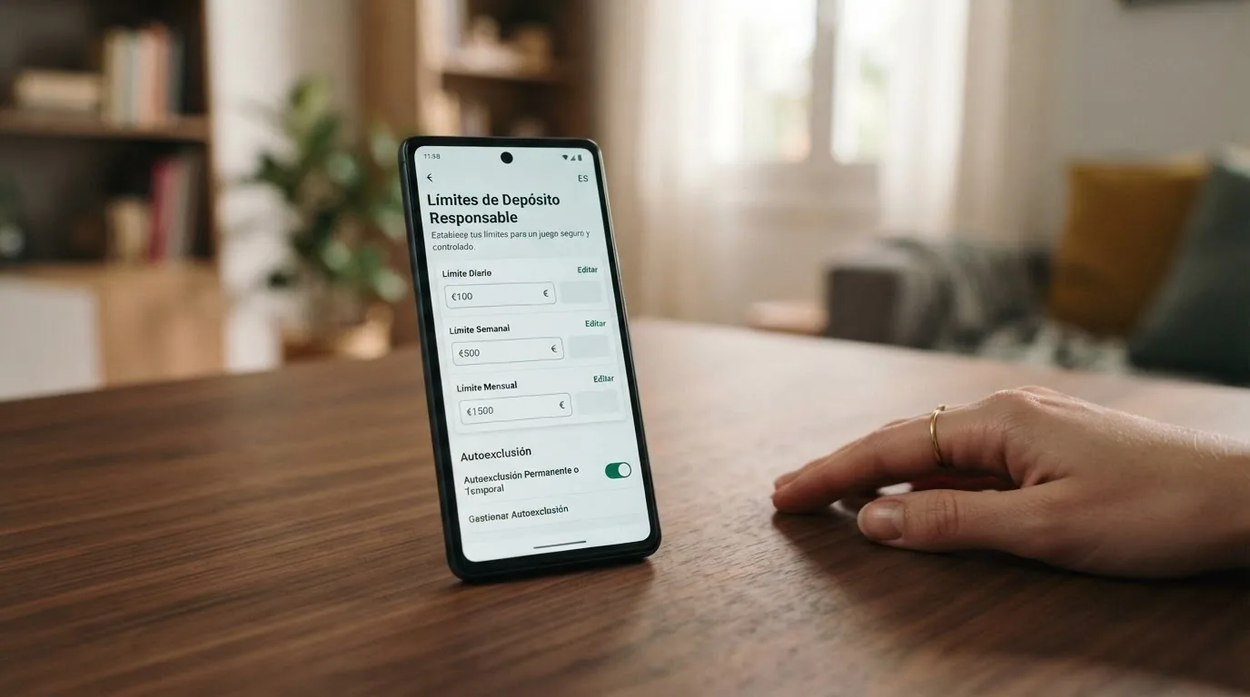 Pantalla de configuracion de limites de deposito en el area de juego responsable de un casino online