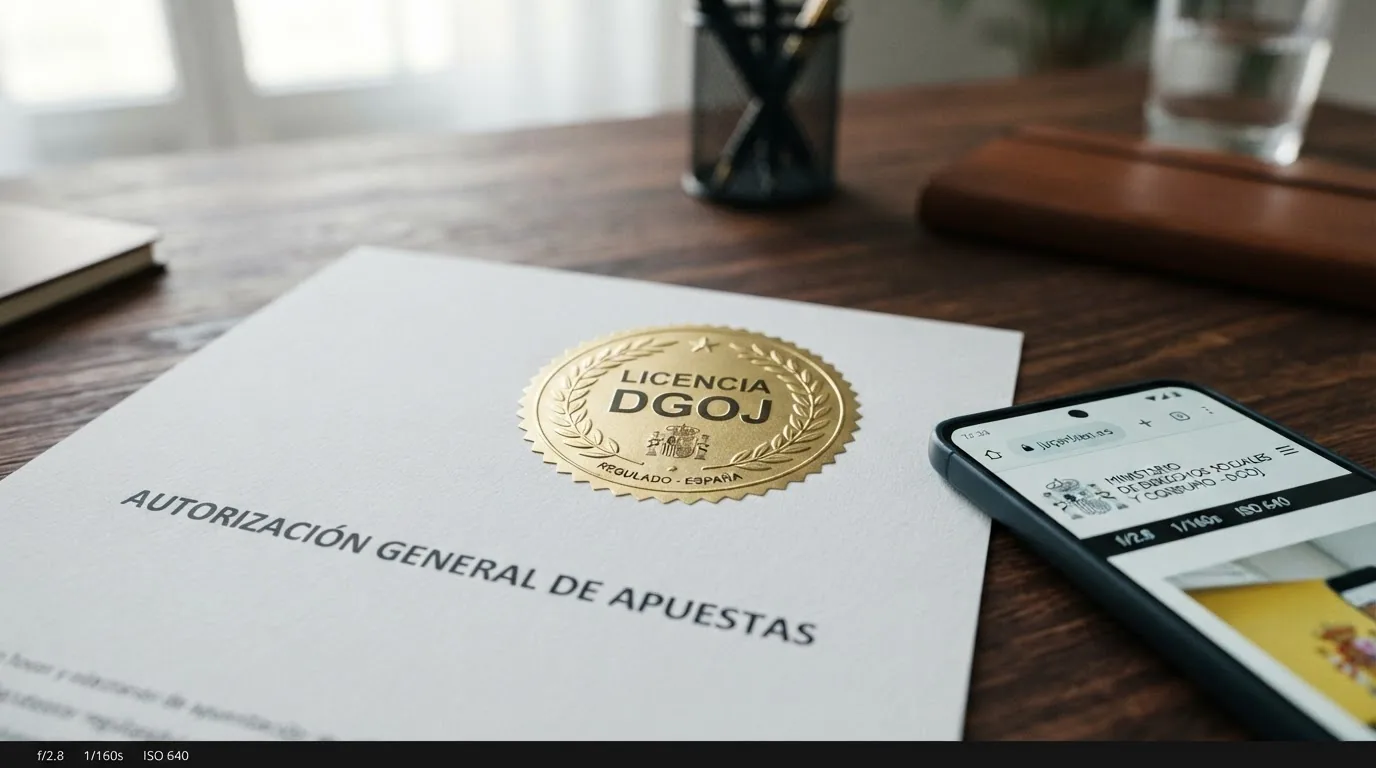 Logotipo de la DGOJ junto al dominio .es y un candado de seguridad sobre fondo limpio