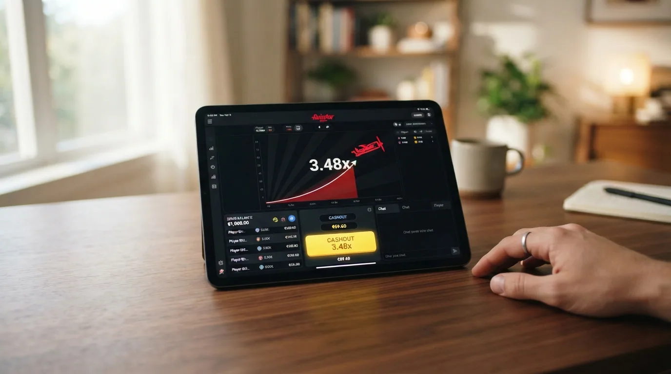 Pantalla del modo demo de Aviator con saldo ficticio en euros y el botón de cashout destacado, sin datos de registro visibles