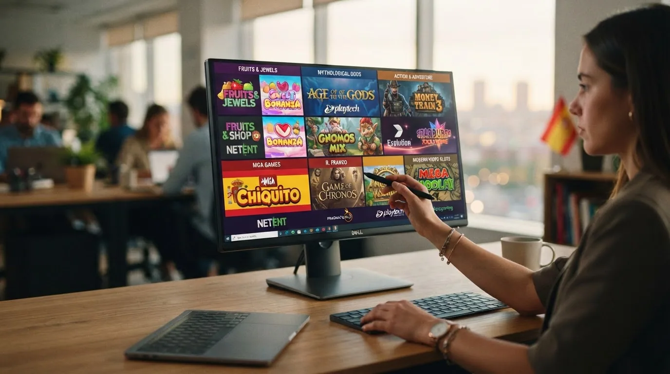 Collage con los logotipos de Pragmatic Play, NetEnt, Play'n GO, Playtech, MGA Games y Red Rake Gaming sobre un fondo oscuro