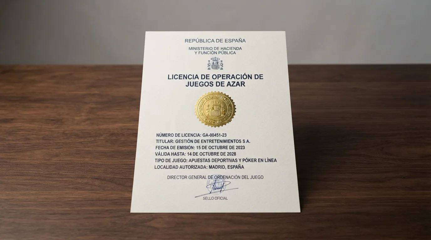 Documento oficial con el sello de la Anjouan Gaming Authority y los elementos gráficos de una licencia B2C