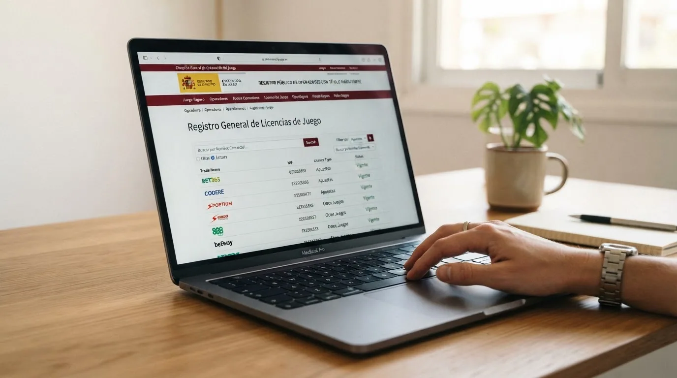 Captura de pantalla del registro público de operadores con licencia en la web ordenacionjuego.es, con el campo de búsqueda visible