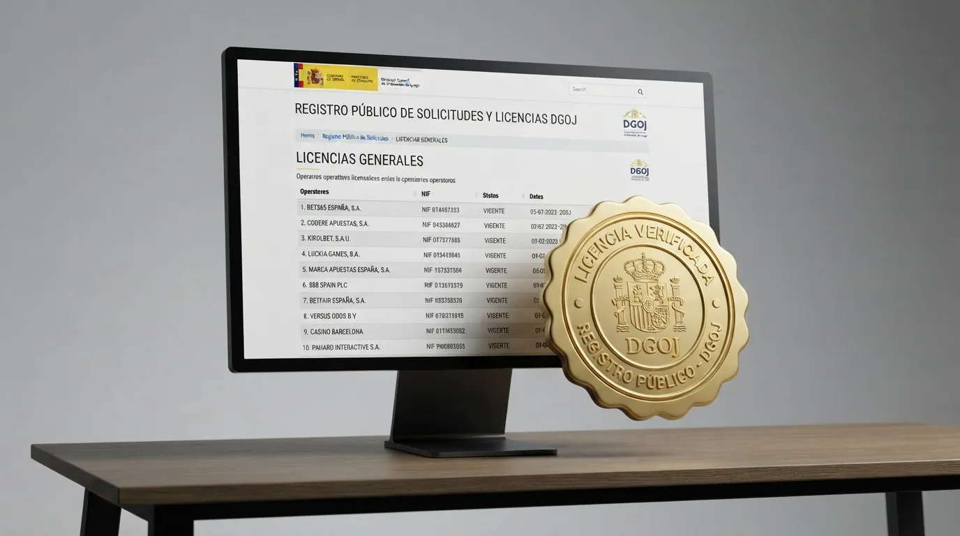 Pantalla del sitio ordenacionjuego.es con el listado publico de operadores con licencia