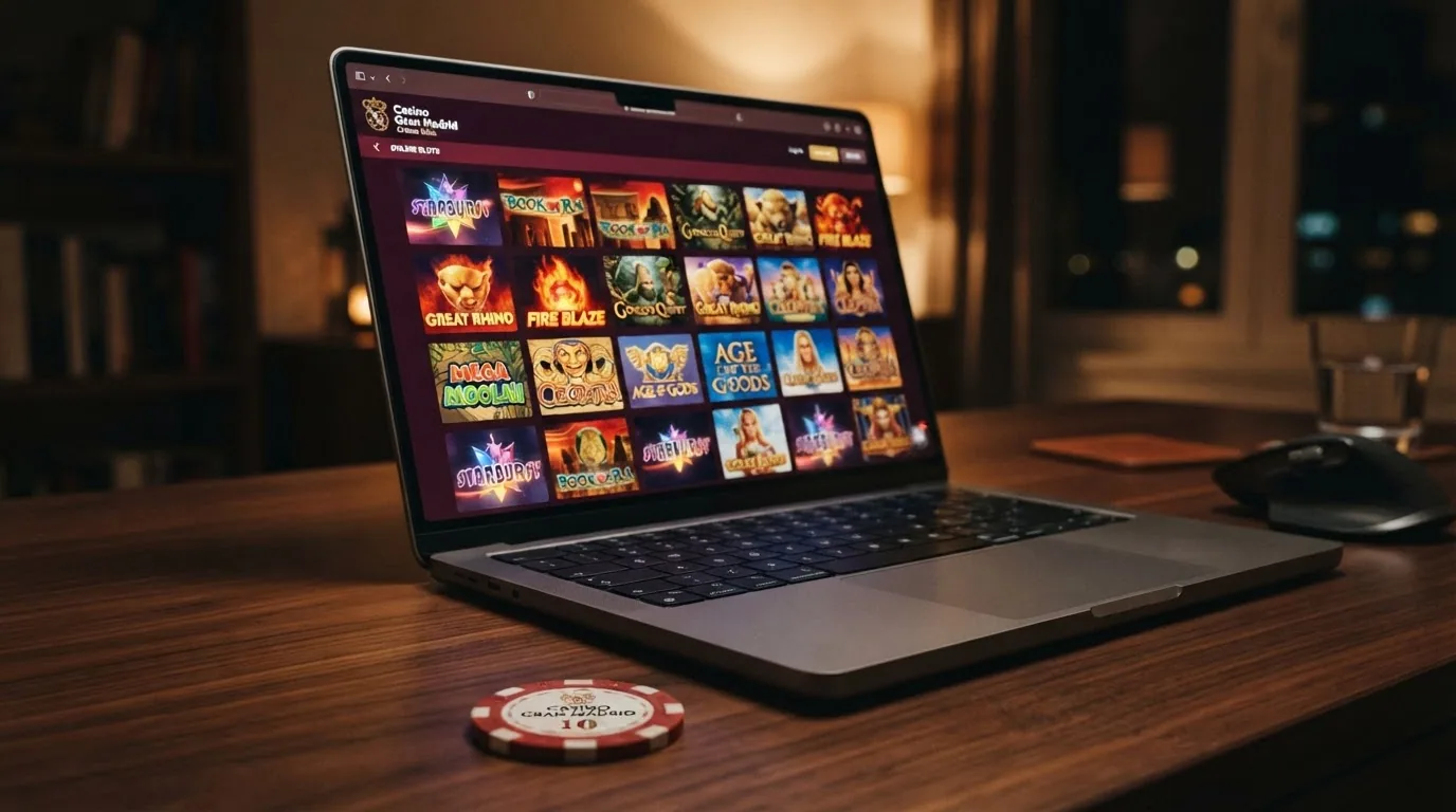 Vestíbulo de tragaperras de Casino Gran Madrid Online con miniaturas de juegos