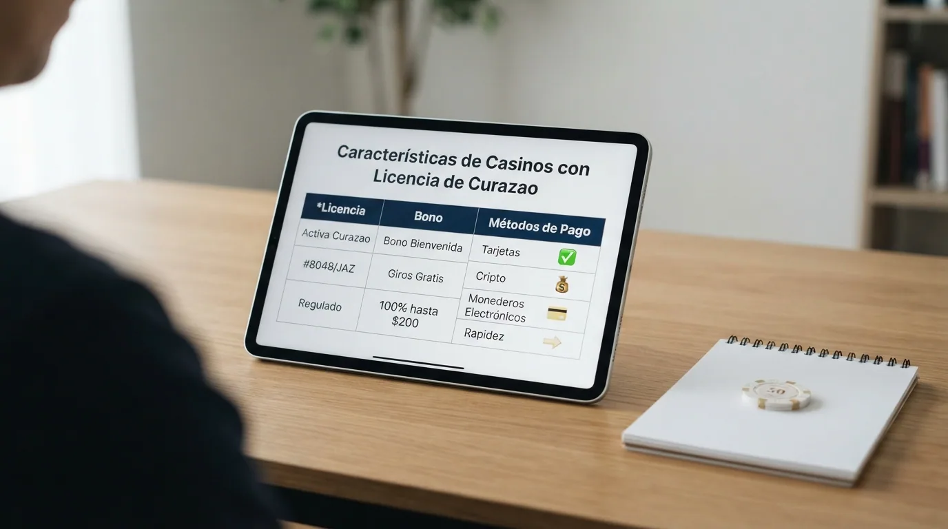 Diez fichas de casino alineadas en una cuadrícula con el logotipo de cada operador, su licencia y sus rasgos distintivos