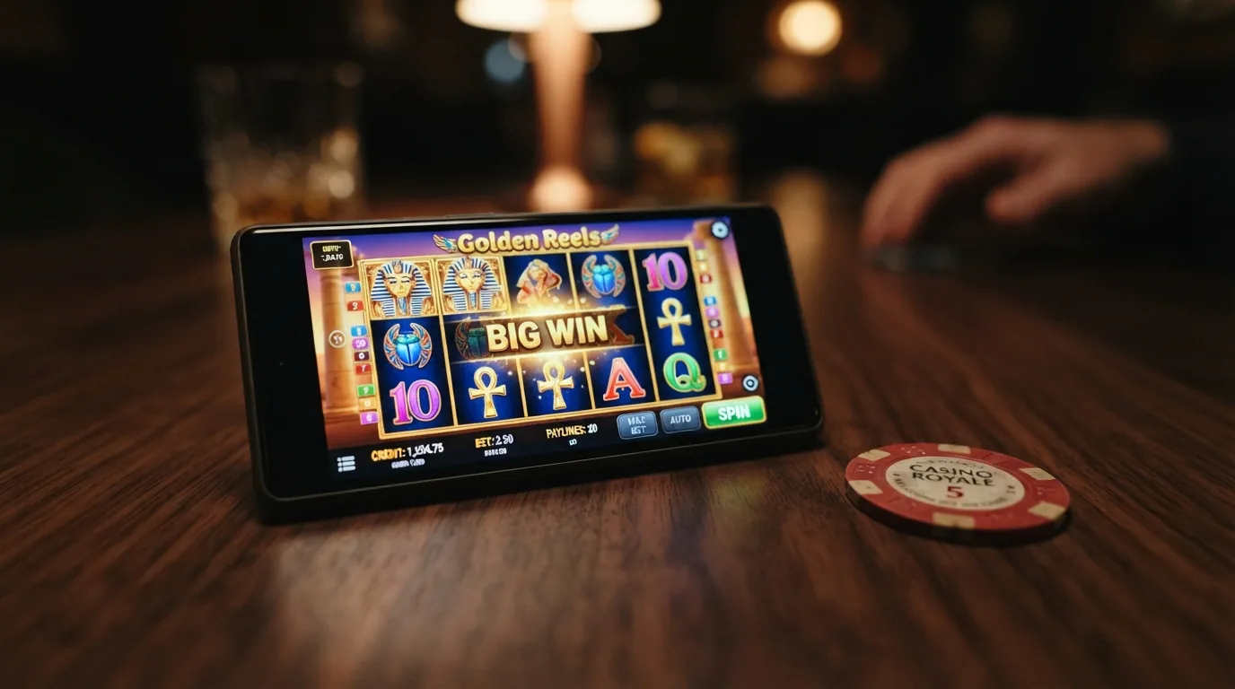 Pantalla de un móvil con la tragaperra Book of Dead de Play'n GO en funcionamiento