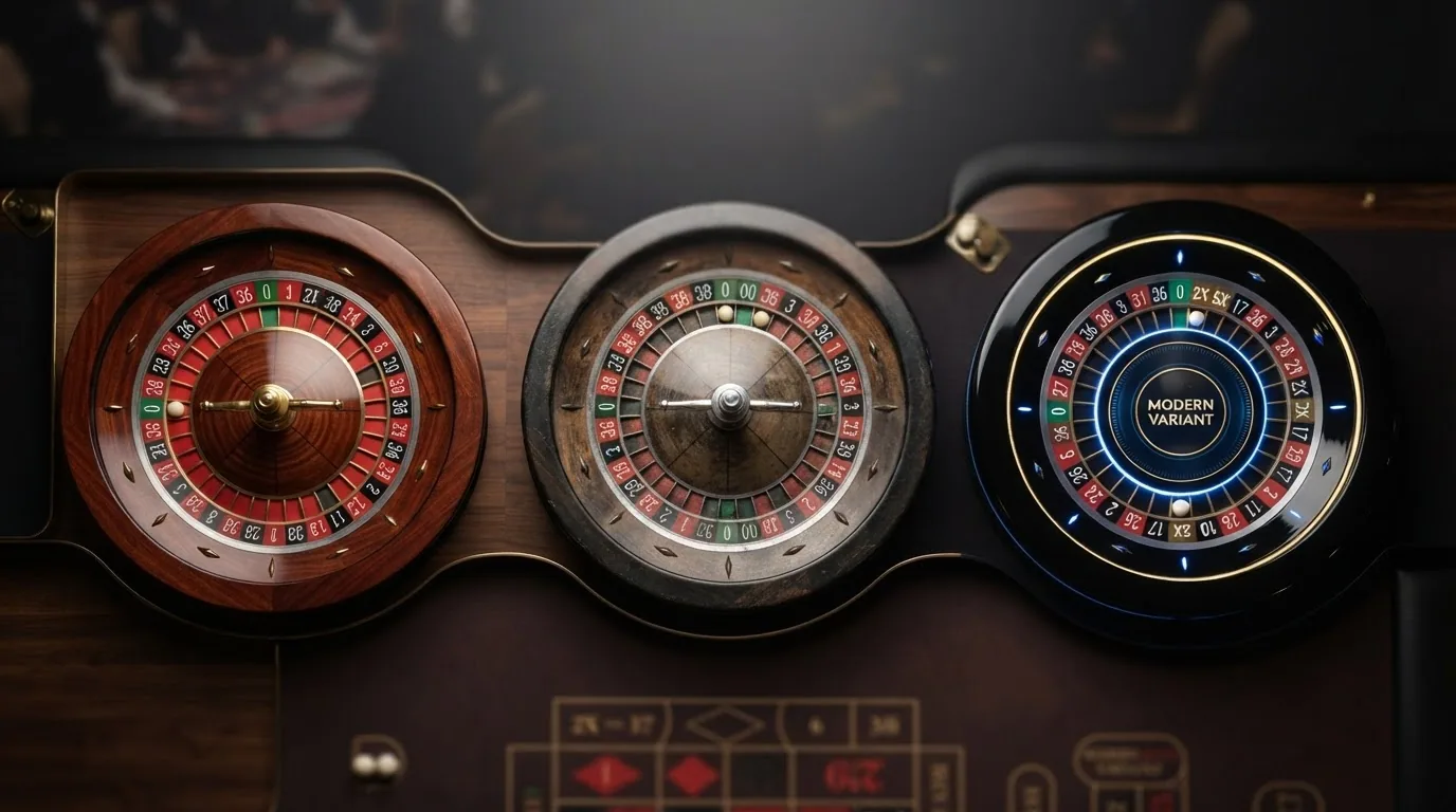 Tres ruletas distintas una al lado de la otra: europea (un cero), americana (dos ceros) y una variante con multiplicadores con números iluminados