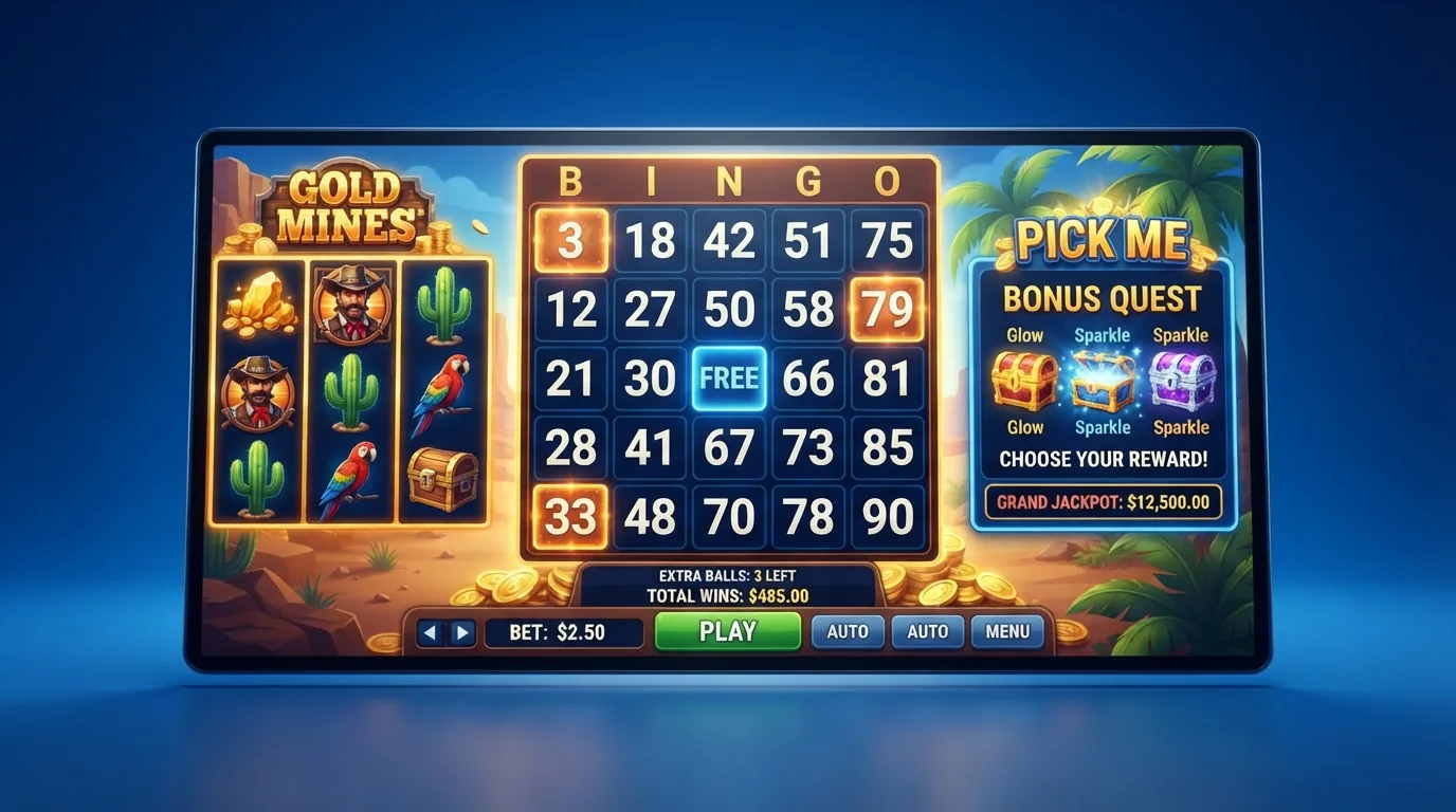 Selección de títulos de video bingo de proveedores como MGA Games, Zitro y Play'n GO en el vestíbulo de un casino online español